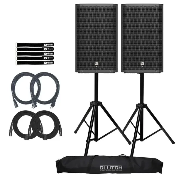 Electro-Voice ZLX-15P-G2-US 15" Powered Speakers 2-Pack with Stands
