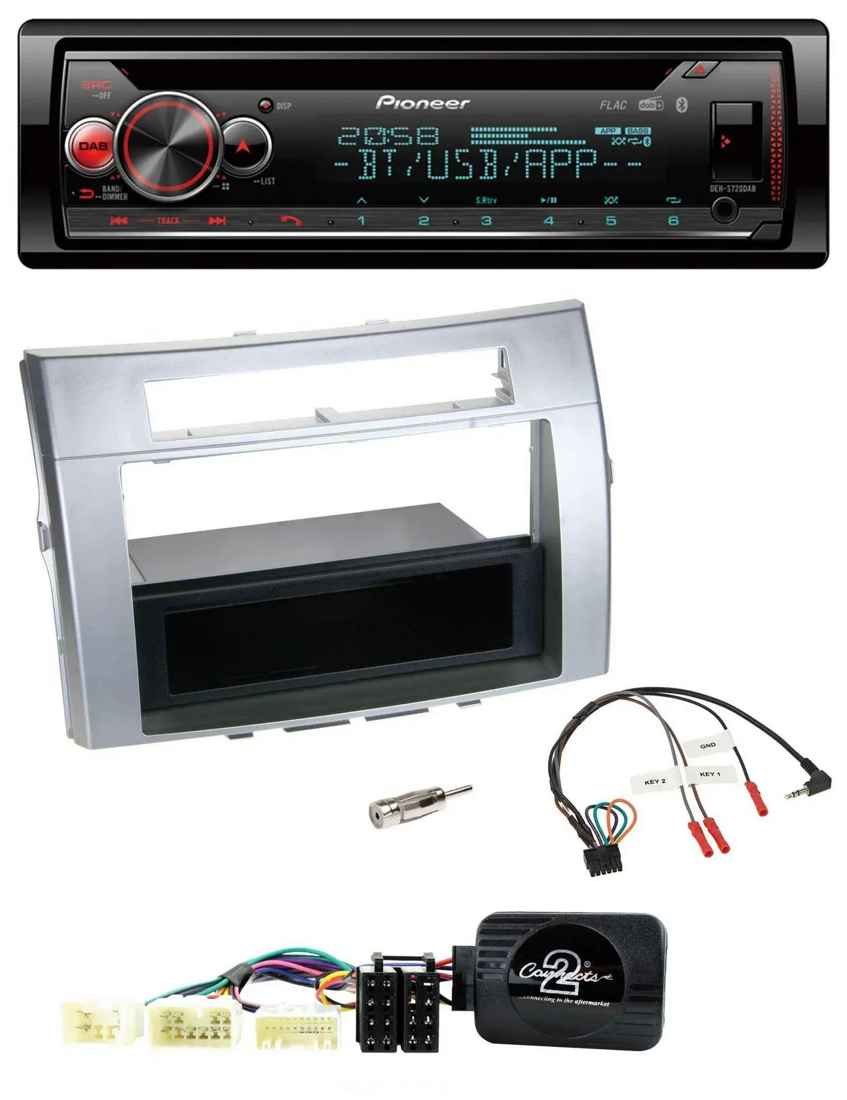 Автомагнитола для Toyota Corolla Verso Pioneer DAB, CD, Bluetooth, USB, поддержка кнопок на руле