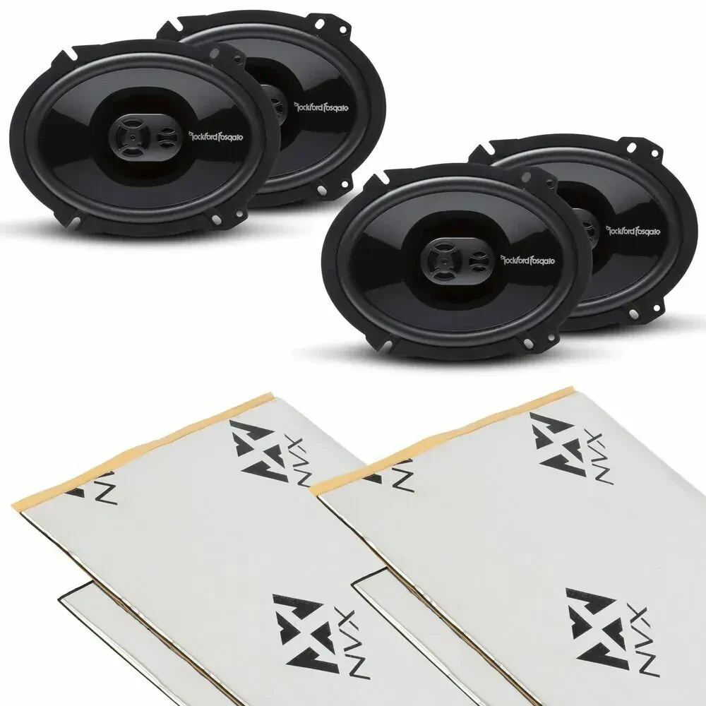 4) Rockford Fosgate P1683 6x8" Coaxial Speakers w/ Free NVX Sound Deadening