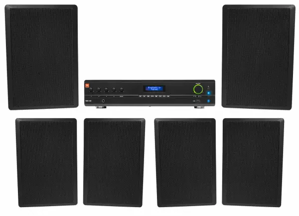Настенная акустика JBL Rock Slim 70B Black с усилителем (6 штук)