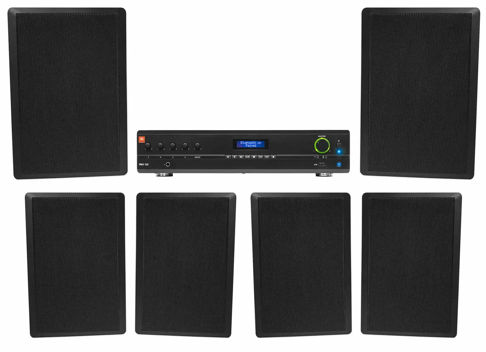 Настенная акустика JBL Rock Slim 70B Black с усилителем (6 штук)