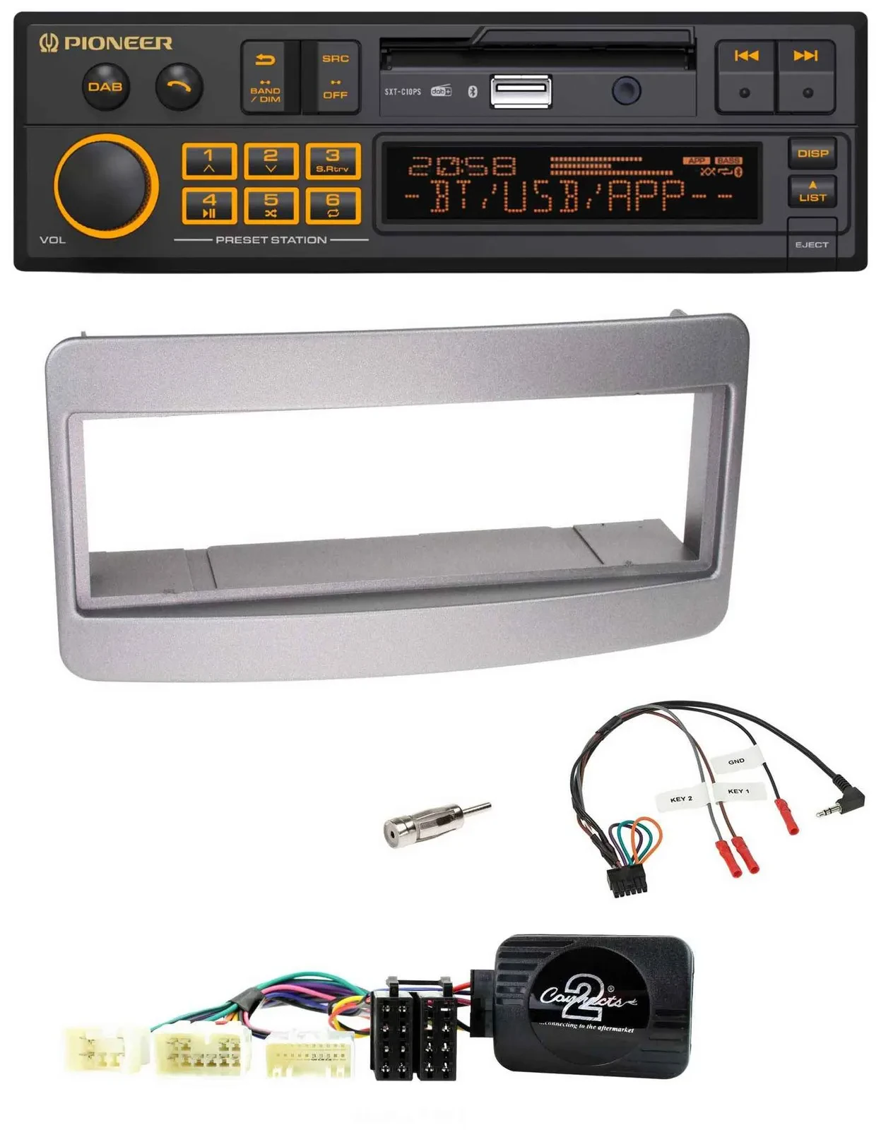 Автомагнитола Pioneer DAB USB Bluetooth для Toyota RAV4 (2001–2006), темно-серебристая, поддержка кнопок на руле