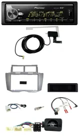 Автомагнитола для Toyota Yaris 2007–2011 Pioneer Bluetooth, DAB, USB, серебристая, с поддержкой кнопок на руле