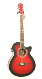 Oscar Schmidt OG10CEFTR - Flame Transparent Red Acoustic Electric Guitar - NEW