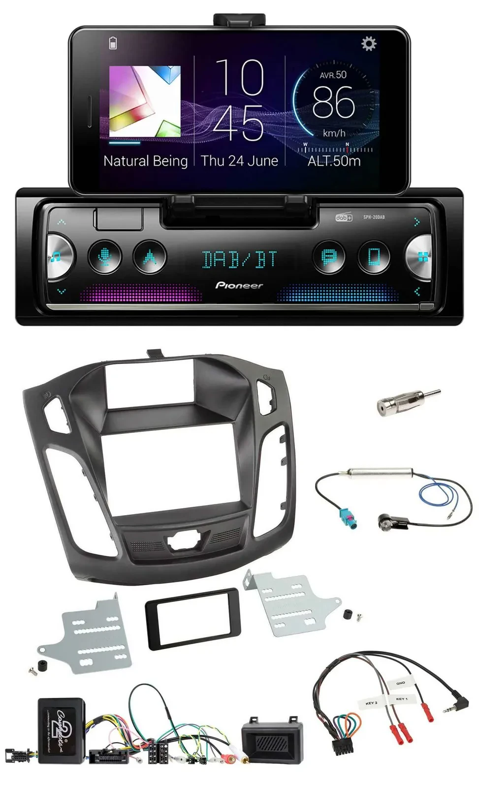 Автомагнитола для Ford Focus (2011–2014) Pioneer USB, Bluetooth, DAB, поддержка кнопок на руле