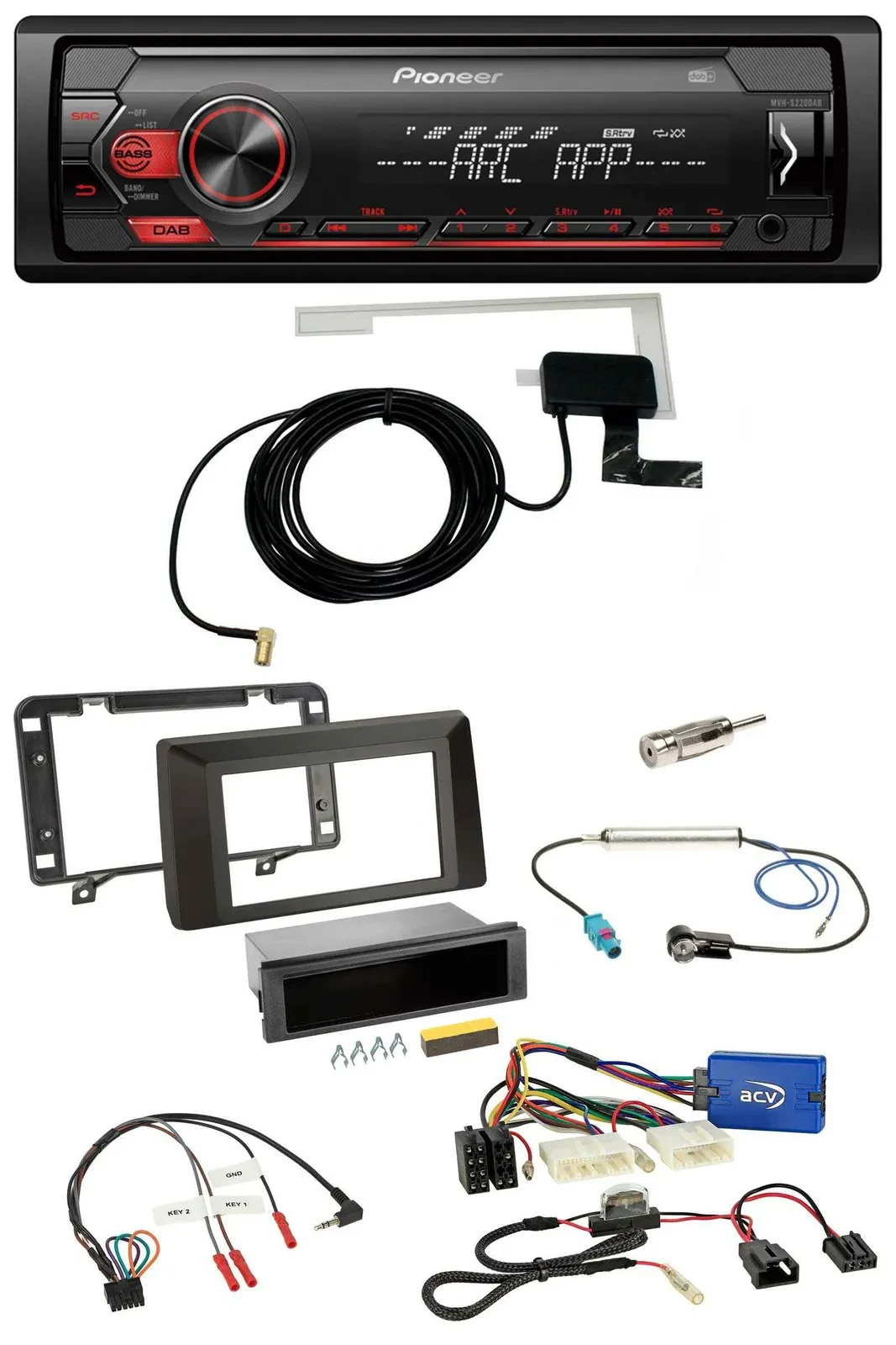 Pioneer 1DIN USB DAB MP3 Lenkrad Autoradio für Dacia Duster ab 2021