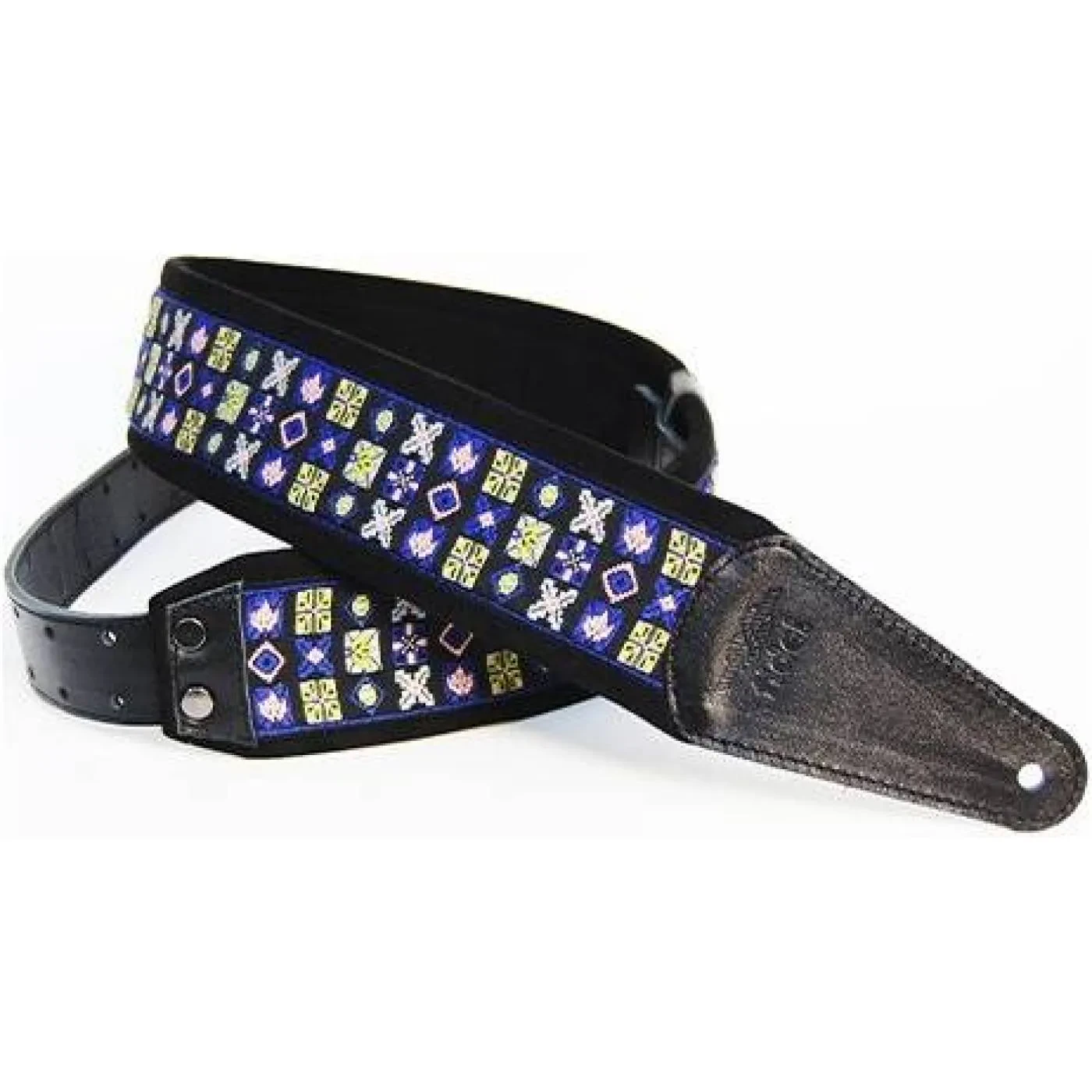 Ремень для гитары Fidel FL22016E Ergo Blue Yellow Square Ornament