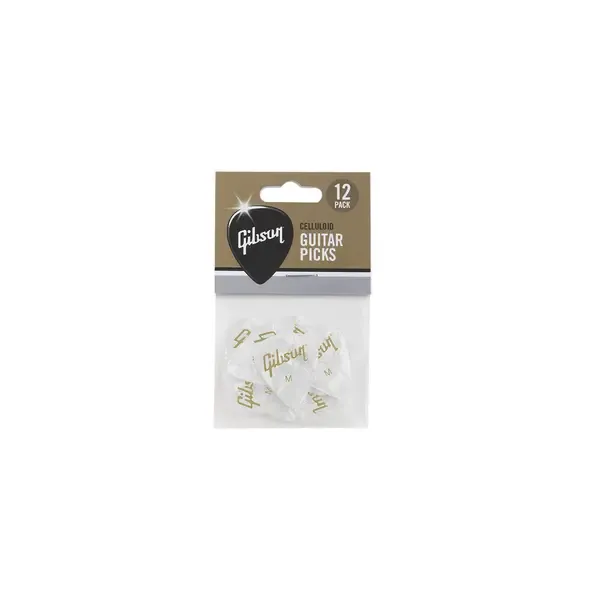 Медиаторы GIBSON Pearloid White Picks Medium 12 Pack