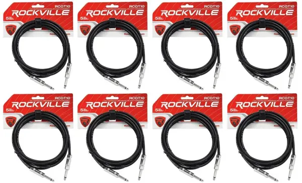 Инструментальный кабель Rockville RCGT10B Black 3 м (8 штук)