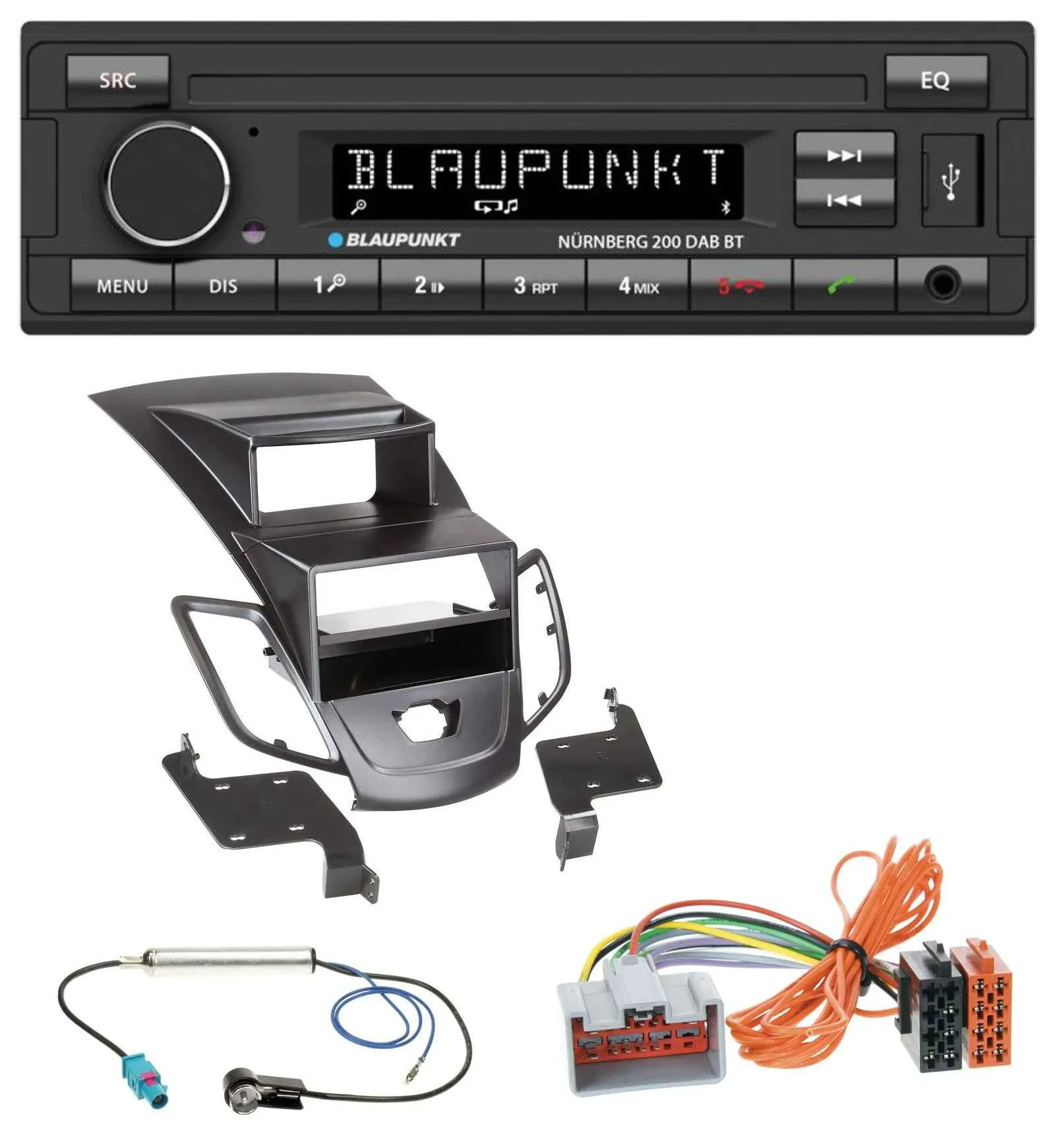 Автомагнитола Blaupunkt USB DAB MP3 Bluetooth для Ford Fiesta 2008–2010, цвет черный