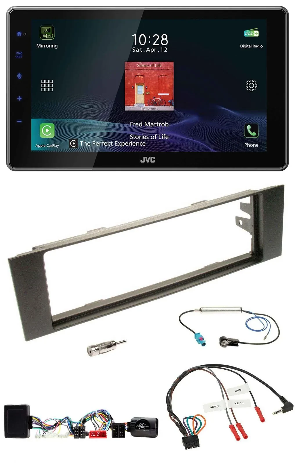 JVC DAB Lenkrad Bluetooth USB Autoradio für Audi A3 03-06 vollaktiv