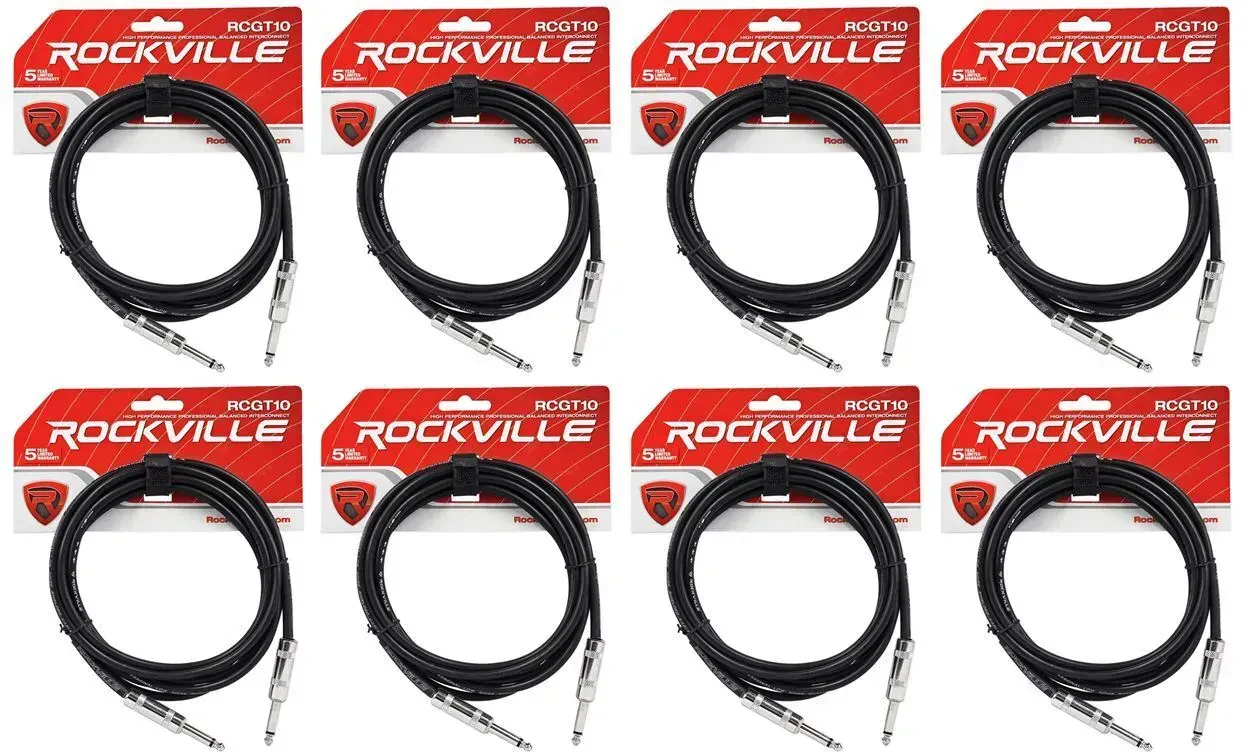 Инструментальный кабель Rockville RCGT10B Black 3 м (8 штук)