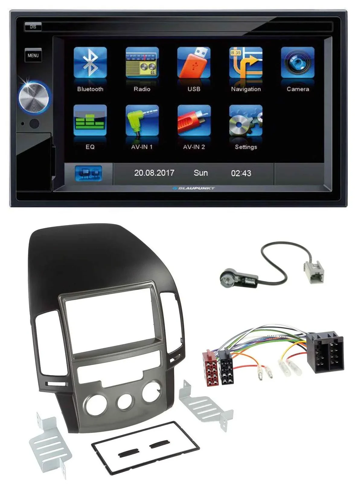 Blaupunkt SD Bluetooth 2DIN MP3 USB AUX Autoradio für Hyundai i30 (ab 08)