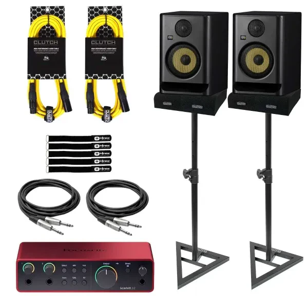 KRK RP5G5 Rokit 5" Studio Monitors Pair Focusrite Scarlett 2i2 4th Gen Interface