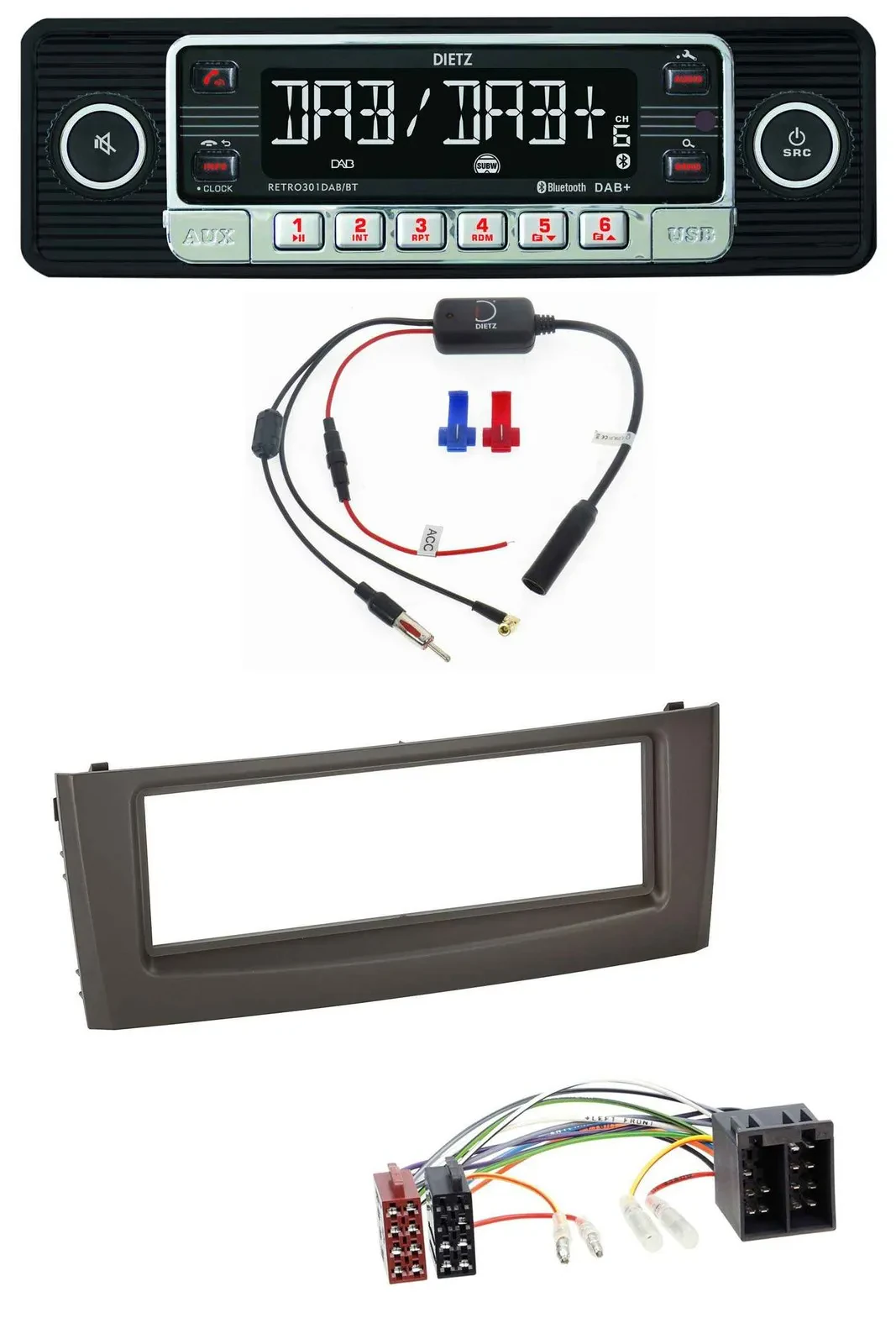 Dietz MP3 DAB Bluetooth USB Autoradio für Fiat Grande Punto Punto ab 05 schwarz