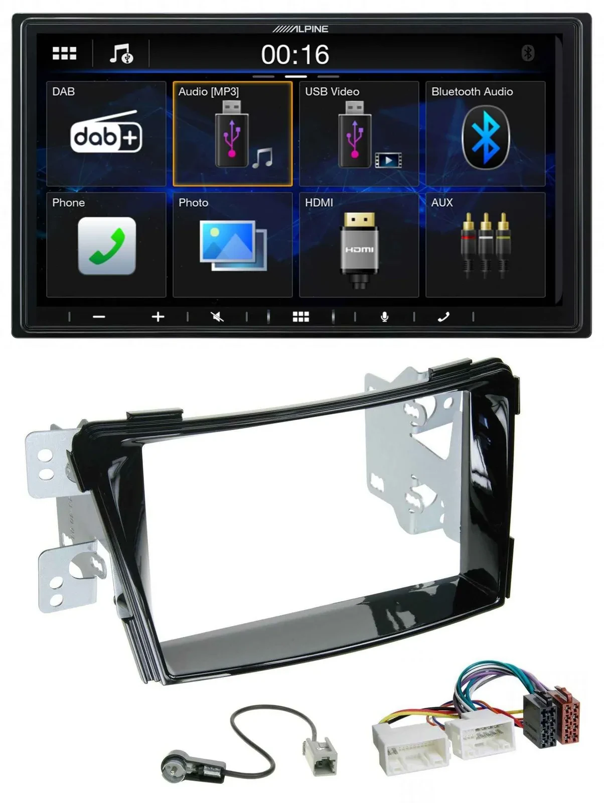 Автомагнитола для Hyundai i40 VF Alpine 2-DIN, Bluetooth, DAB, USB, черный глянец