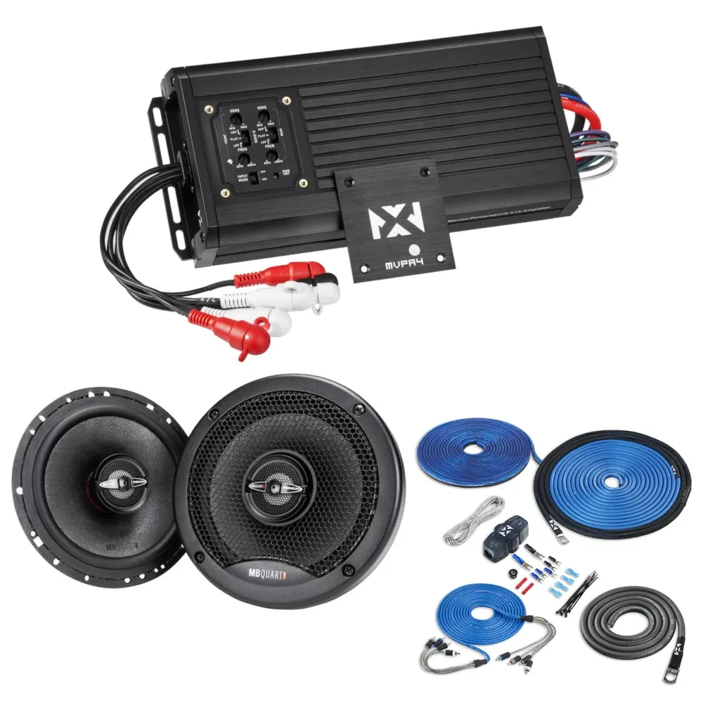 Комплект автозвука NVX MVPA4/PK1-116/XKIT84 (набор), 4-канальный усилитель, 6.5" динамики, проводка 8 Ga