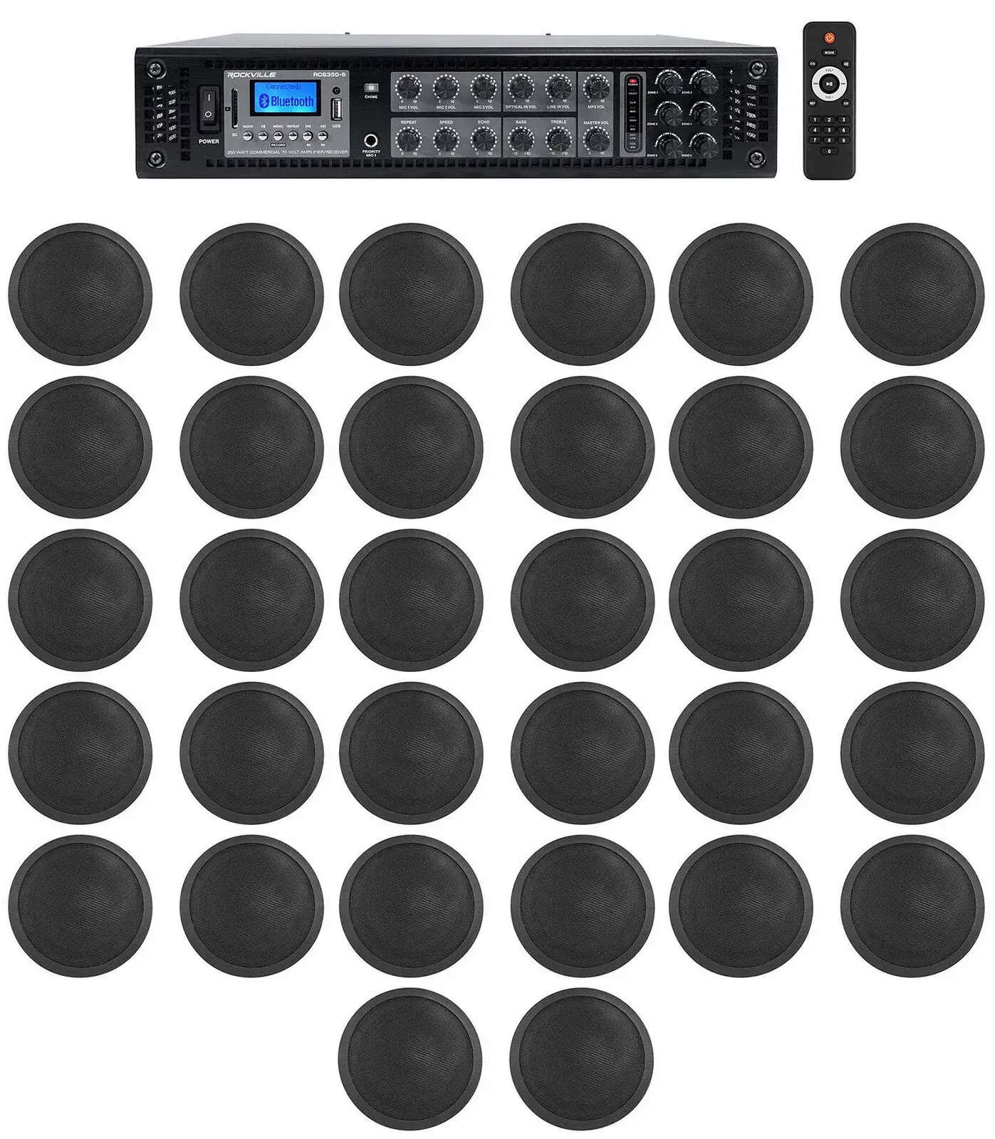 Потолочная акустика Rockville CCL6T Black с усилителем (32 штуки)