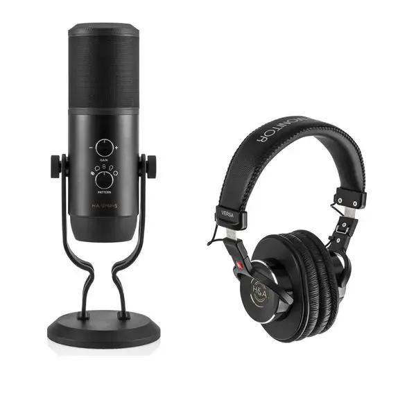 USB-микрофон HA UMP-5 Pro USB Multi-Pattern Condenser Microphone with Pro Headphones в комплекте наушники