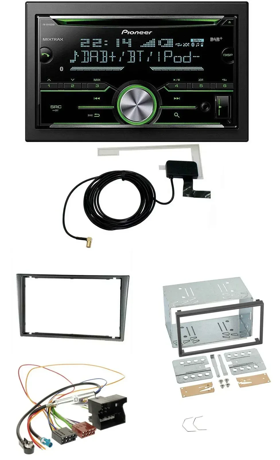 Автомагнитола Pioneer 2-DIN, CD/USB/MP3, Bluetooth, DAB, для Opel Corsa C, разъём Quadlock