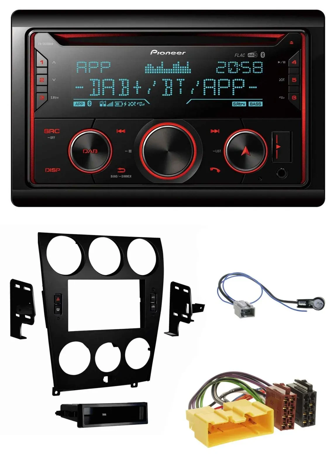 Автомагнитола Pioneer 2DIN DAB, Bluetooth, USB, CD для Mazda 6 (2006–2008)