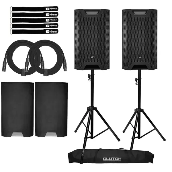 LD Systems ICOA 12A BT 12" Powered Active Bluetooth PA DJ Loudspeakers w Stands