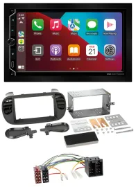 ESX 2DIN DAB USB MP3 Bluetooth Autoradio für Fiat 500 bis 2012 schwarz soft touc
