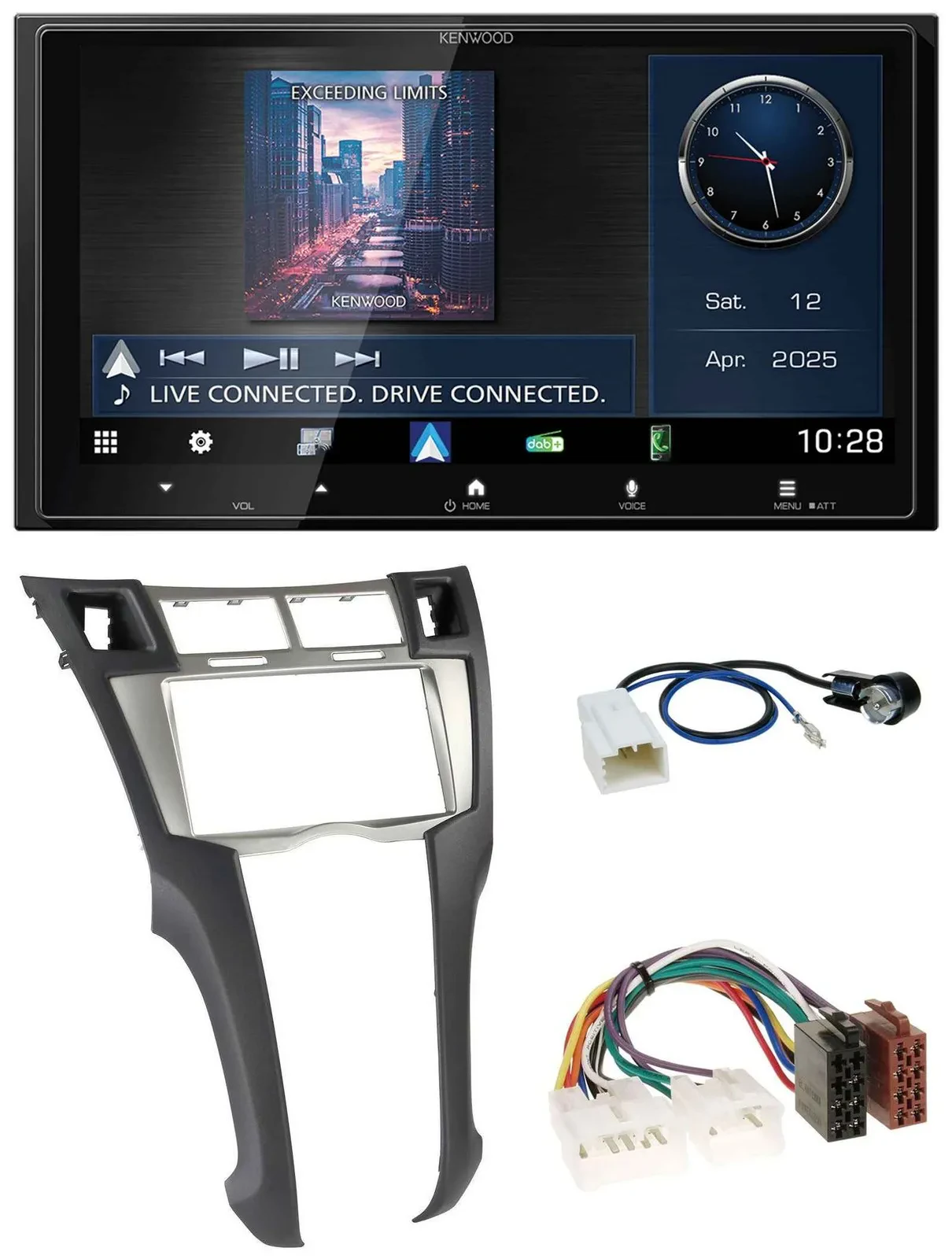 Автомагнитола Kenwood 2DIN, Bluetooth, USB, DAB, MP3 для Toyota Yaris (2007–2011)
