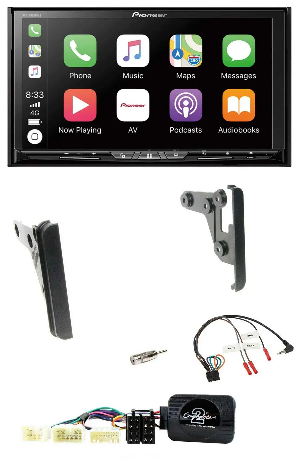Pioneer 2DIN Lenkrad USB DAB DVD Bluetooth Autoradio für Toyota RAV 4 2001-2005