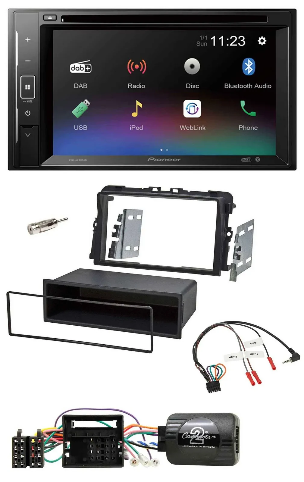 Pioneer Bluetooth Lenkrad USB 2DIN DAB DVD Autoradio für Opel Vivaro 2011-2015