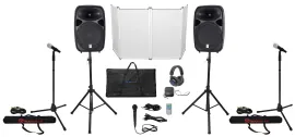 Rockville RPG152K (2) 15" PA DJ Bluetooth Speakers+Mics+Stands+Headphones+Facade