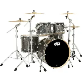 DW DWe Wireless Acoustic/Electronic Convertible 5-Piece Drum Set Bundle Blk Glxy