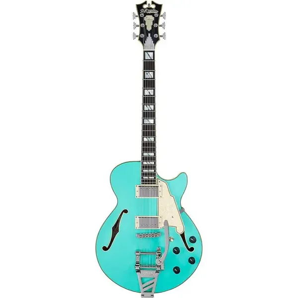 Электрогитара полуакустическая D'Angelico Deluxe SS Semi-Hollow with Tremolo Matte Surf Green