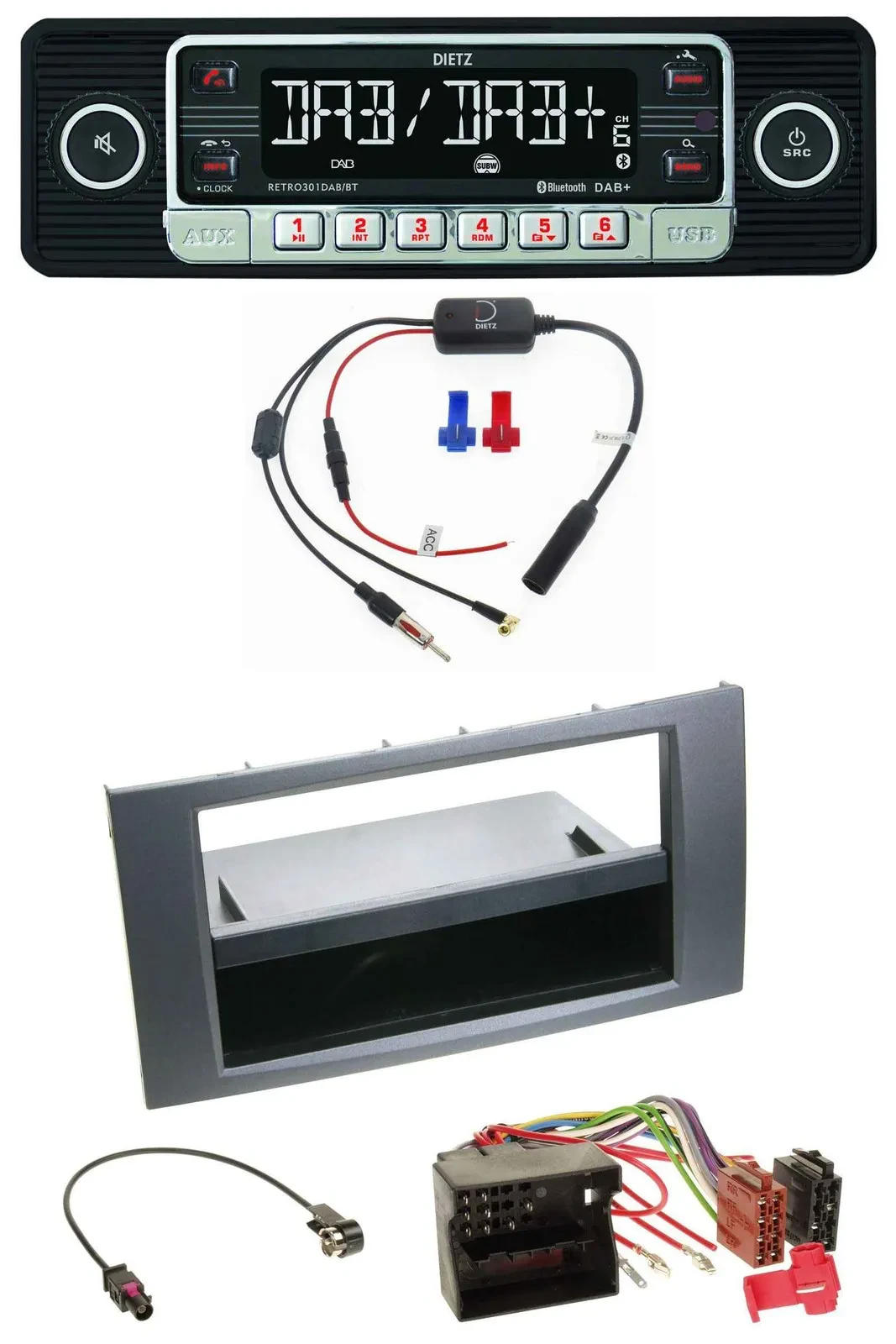 Dietz MP3 DAB Bluetooth USB Autoradio für Ford Focus C-Max Galaxy S-Max 03-07 an