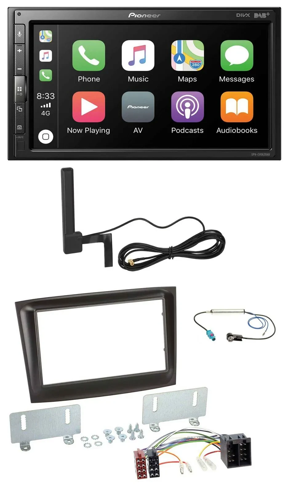 Автомагнитола Pioneer 2-DIN USB Bluetooth DAB MP3 для Fiat Doblo (с 2015), черный