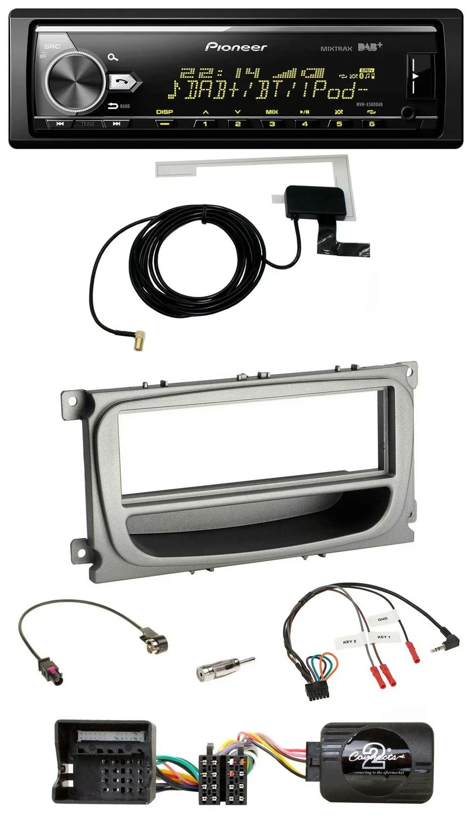 Автомагнитола для Ford C-Max/Focus/Galaxy Pioneer Bluetooth, DAB, USB, поддержка кнопок на руле (с 2007)