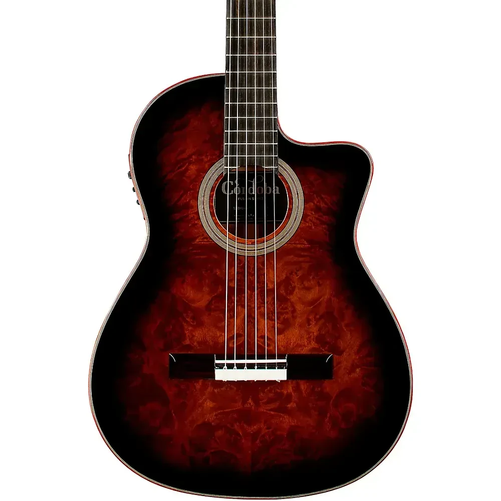 Классическая гитара с подключением Cordoba Fusion 12 Exotic Top Brown Sugar Burst с вырезом, Fishman Presys Blend