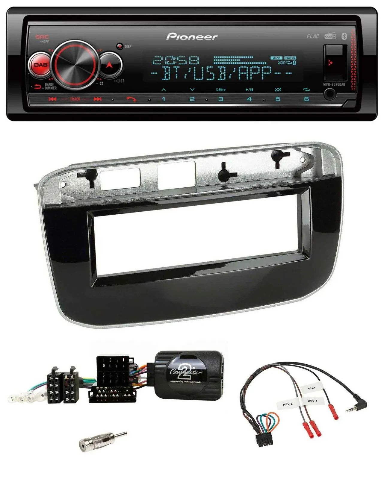 Pioneer Bluetooth USB Lenkrad DAB Autoradio für Fiat Punto Punto Evo ab 2009