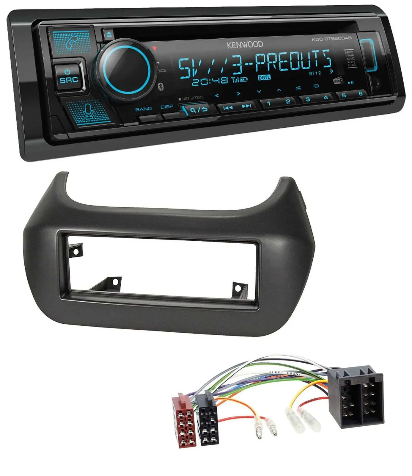 Автомагнитола Kenwood Bluetooth USB CD MP3 DAB для Fiat Fiorino, Qubo, Citroen Nemo