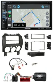 Alpine DAB TMC Bluetooth 2DIN USB Lenkrad Navigation für Mazda 2 2007-2014