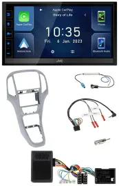 JVC DAB Bluetooth Lenkrad USB 2DIN Autoradio für Opel Astra J ab 09 Platinsilber