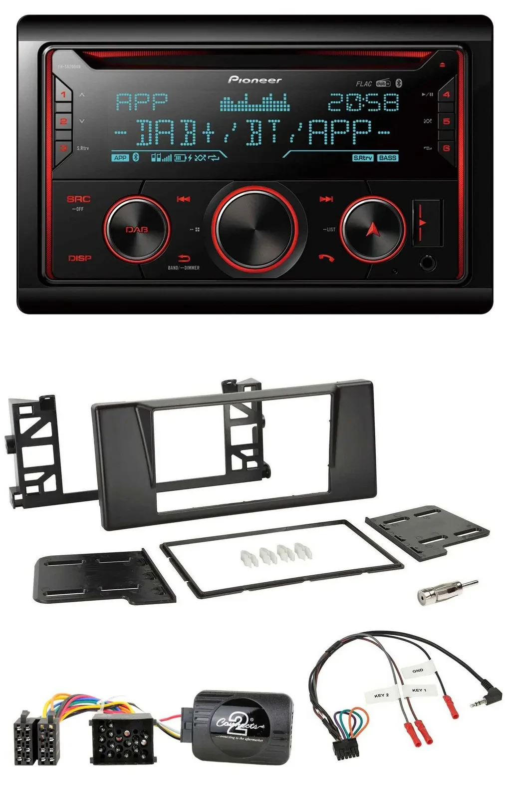Автомагнитола для BMW 5 Series E39 1997–2001 Pioneer 2DIN DAB Bluetooth USB CD с поддержкой кнопок на руле