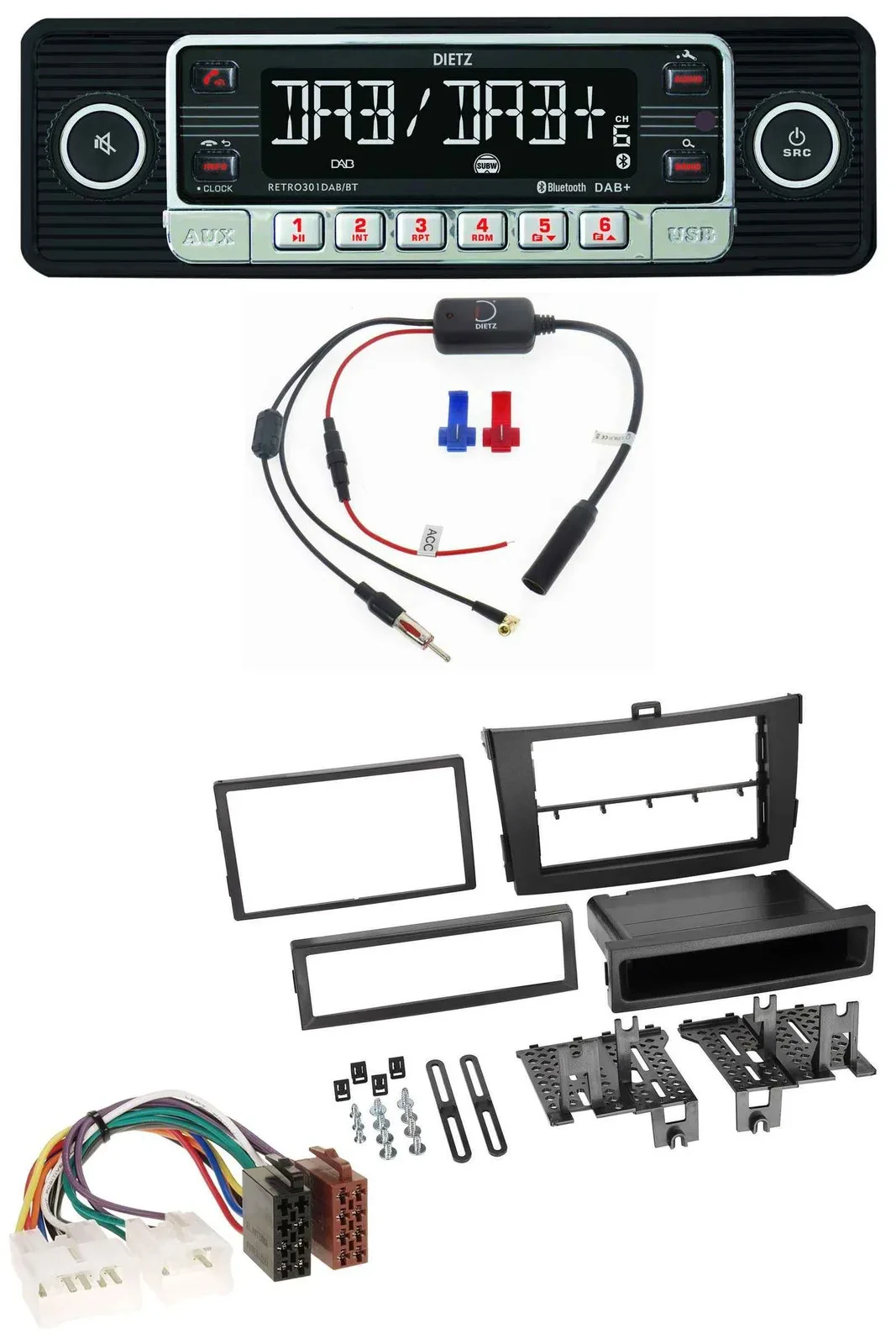 Dietz MP3 DAB Bluetooth USB Autoradio für Toyota Corolla ab 2009 schwarz