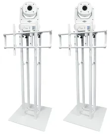 (2) Rockville ROCK SPOT 260W WHITE DJ Moving Head Lights+White Totem/TV Stands