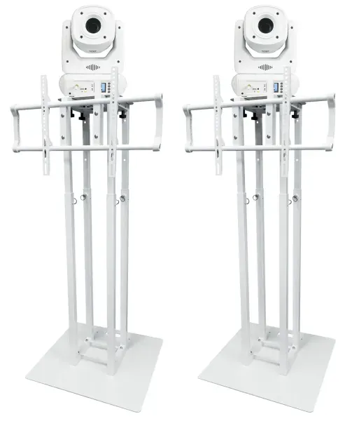 (2) Rockville ROCK SPOT 260W WHITE DJ Moving Head Lights+White Totem/TV Stands