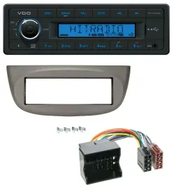Автомагнитола VDO Bluetooth USB AUX MP3 для Renault Twingo (2007–2014) бежево-серая