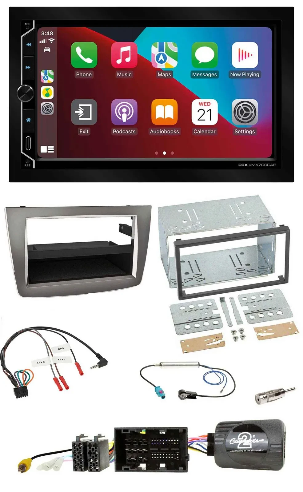 ESX 2DIN DAB USB Lenkrad Bluetooth Autoradio für Alfa Romeo Mito 2014-2018 silbe