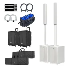 RCF EVOX-J9-W 12" Column Array White 2-Pack with Rolling Covers