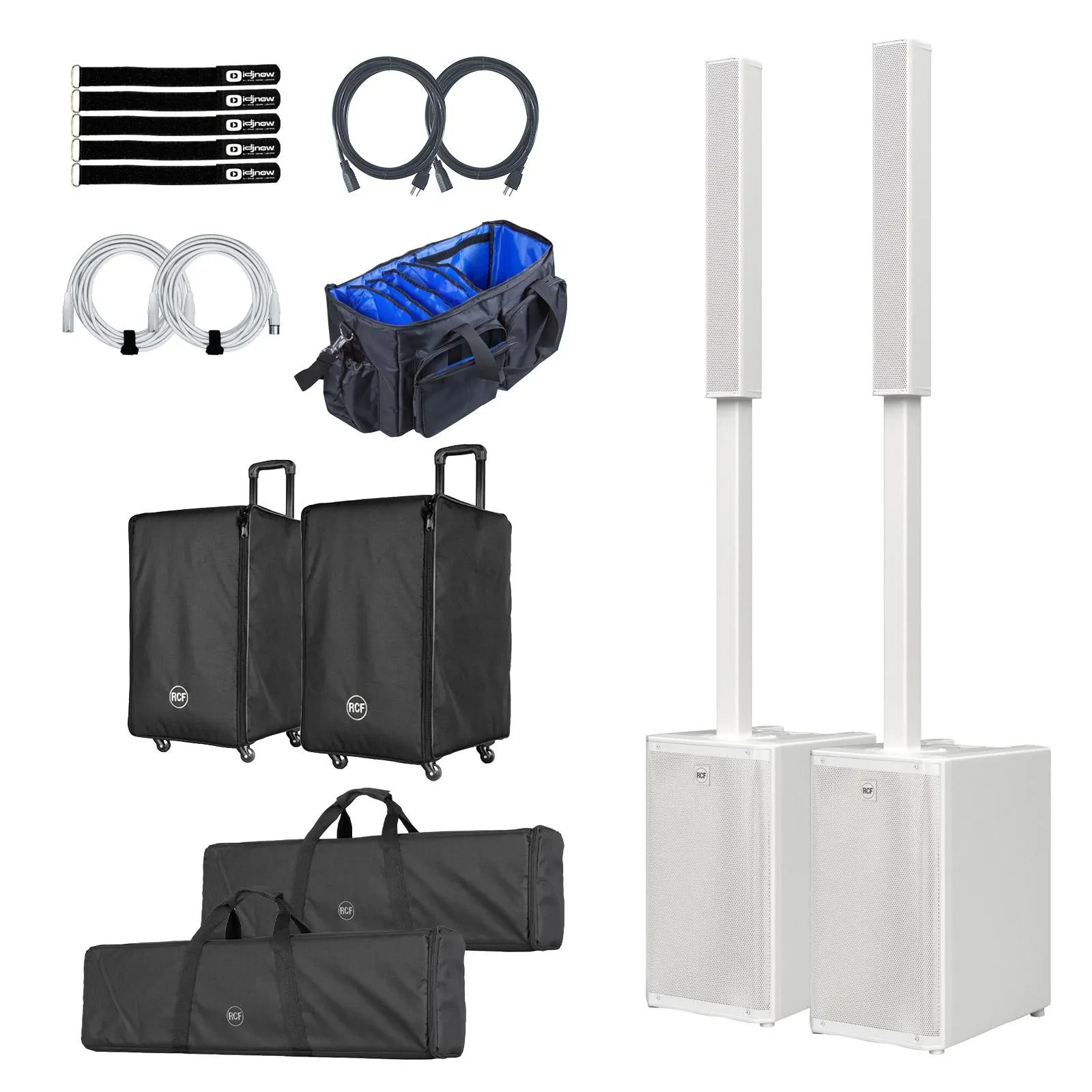 RCF EVOX-J9-W 12" Column Array White 2-Pack with Rolling Covers