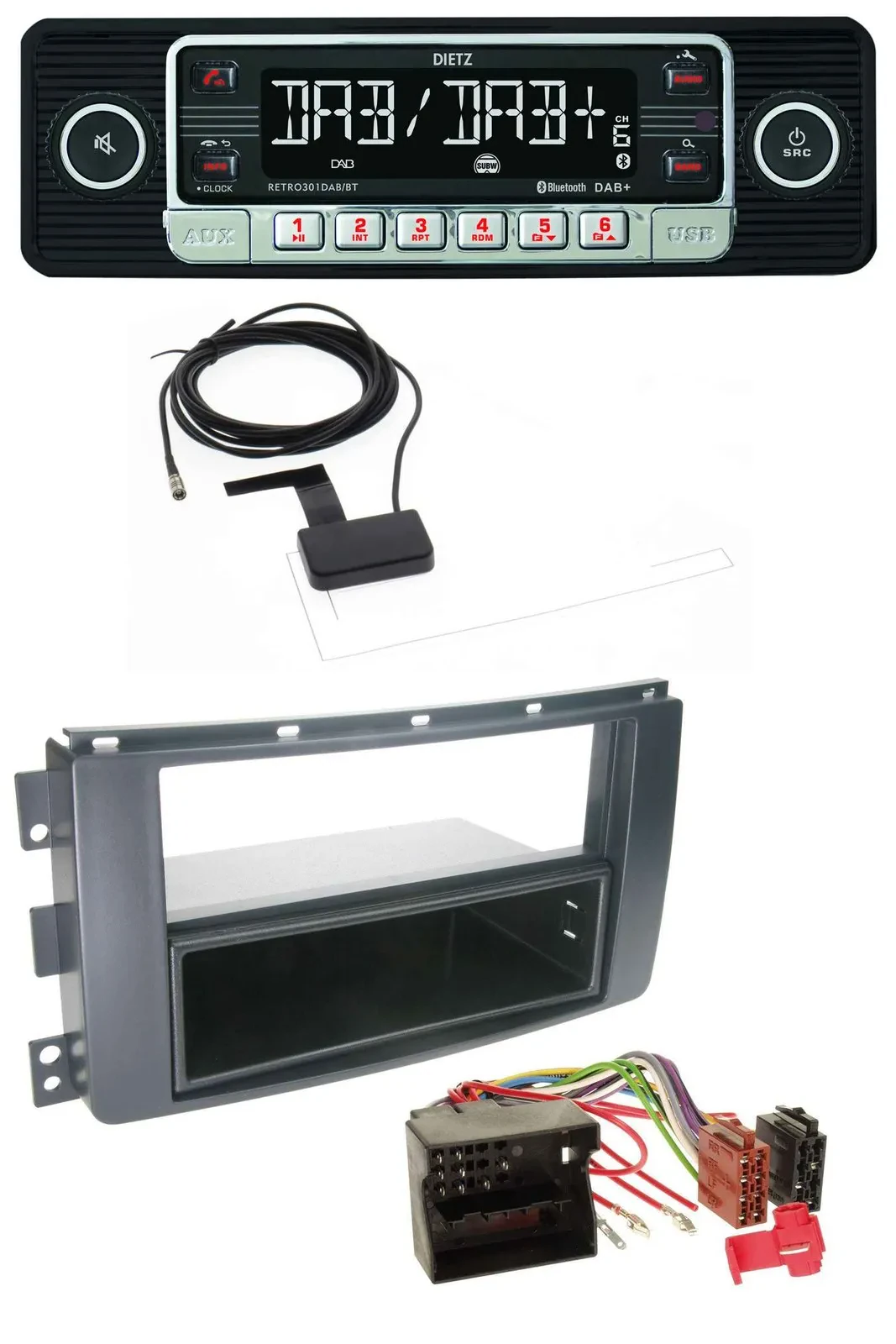 Автомагнитола для Smart ForTwo 451/ForFour 454 Dietz DAB, Bluetooth, USB, MP3, Quadlock